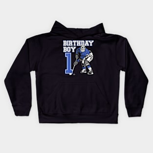 Kids 1 Year Old Ice Hockey Themed Birthday Party 1St Boy Kids Hoodie